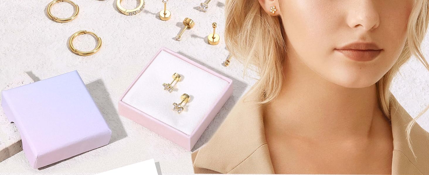 Hypoallergenic Flat Back Stud Earrings