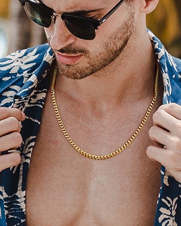 Gold Necklace for Women Gold Necklace for Men 14K Gold Cuban Link Chain
