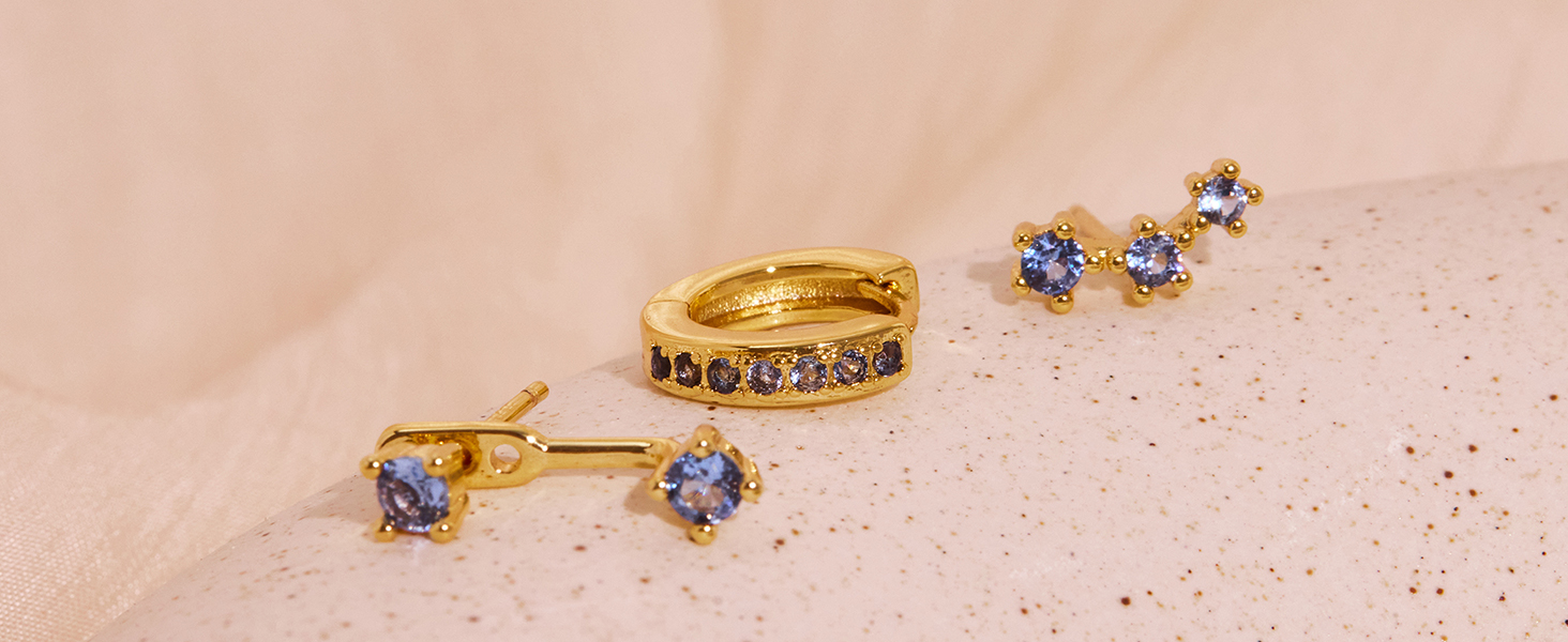 December Blue Topaz -Fortune Earrings Set