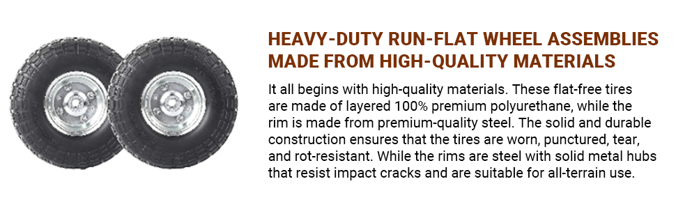 10 inch solid tire wheels 4.10 3.50-4 flat free, Perfect for Hand Truck, Wheelbarrow, Gorilla Carts