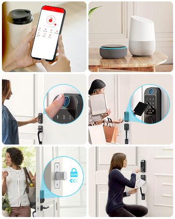 app unlock, voice control, fingerprint unlock, keyfob unlock, auto lock, Easy to Install