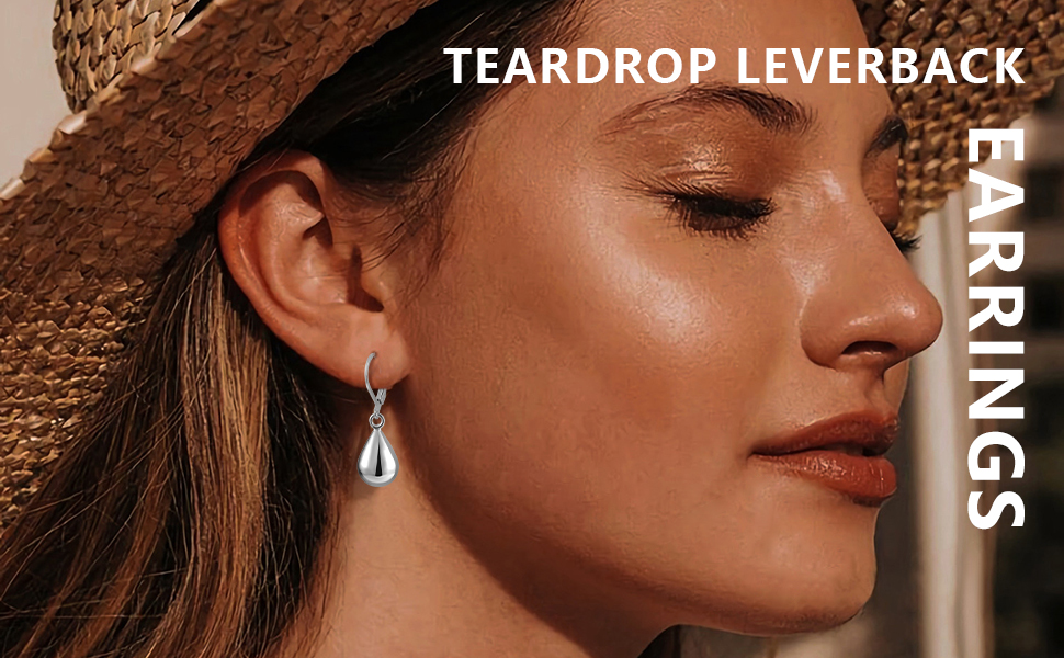 teardrop leverback earrings