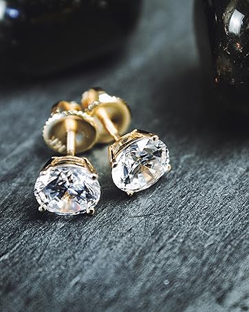 womens jewelry, moissanite earrings, cubic zirconia earrings studs, 14k gold stud earrings