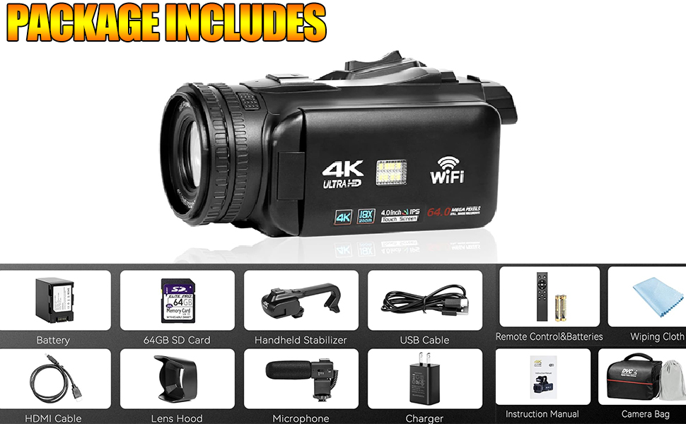 Camcorder with Handheld Stabilizer and Hood