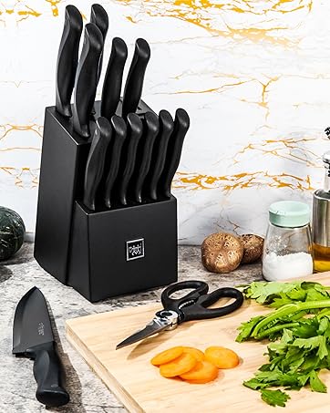  knife sets for kitchen with block and sharpener