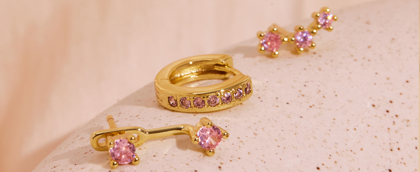 October Pink Tourmaline -Hope Earrings Set