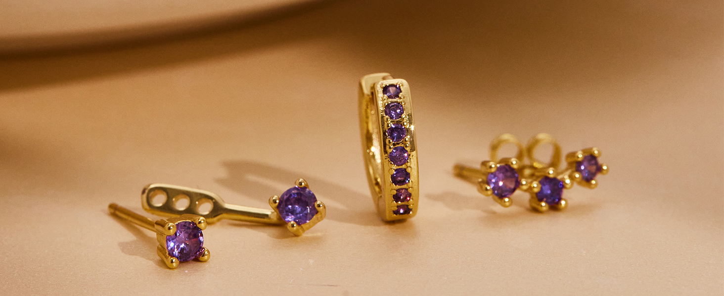 February Purple  Earrings Amethyst-Sincerity