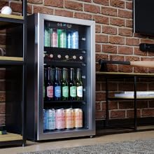A Beverage Cooler Beside a TV in a Man Cave