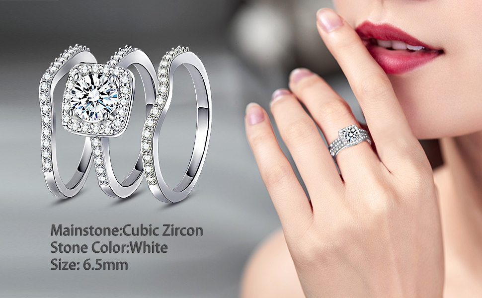 Cubic Zirconia Three-in-One Halo Ring