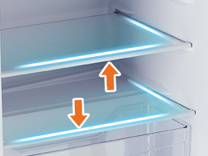 the mini fridge boasts a spacious interior with 2 adjustable shelves