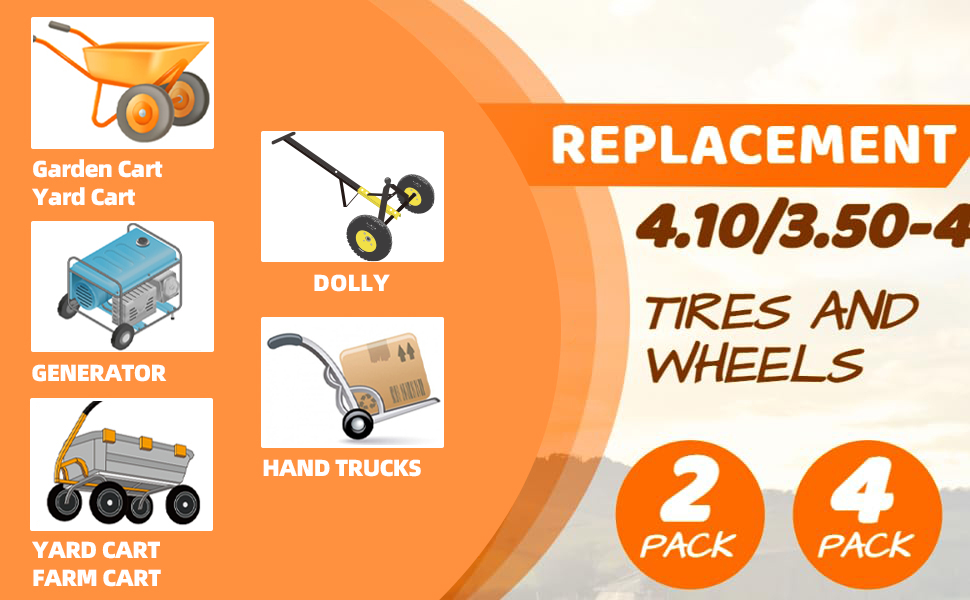 Replacement 4.10/3.50-4” Tires and Wheels