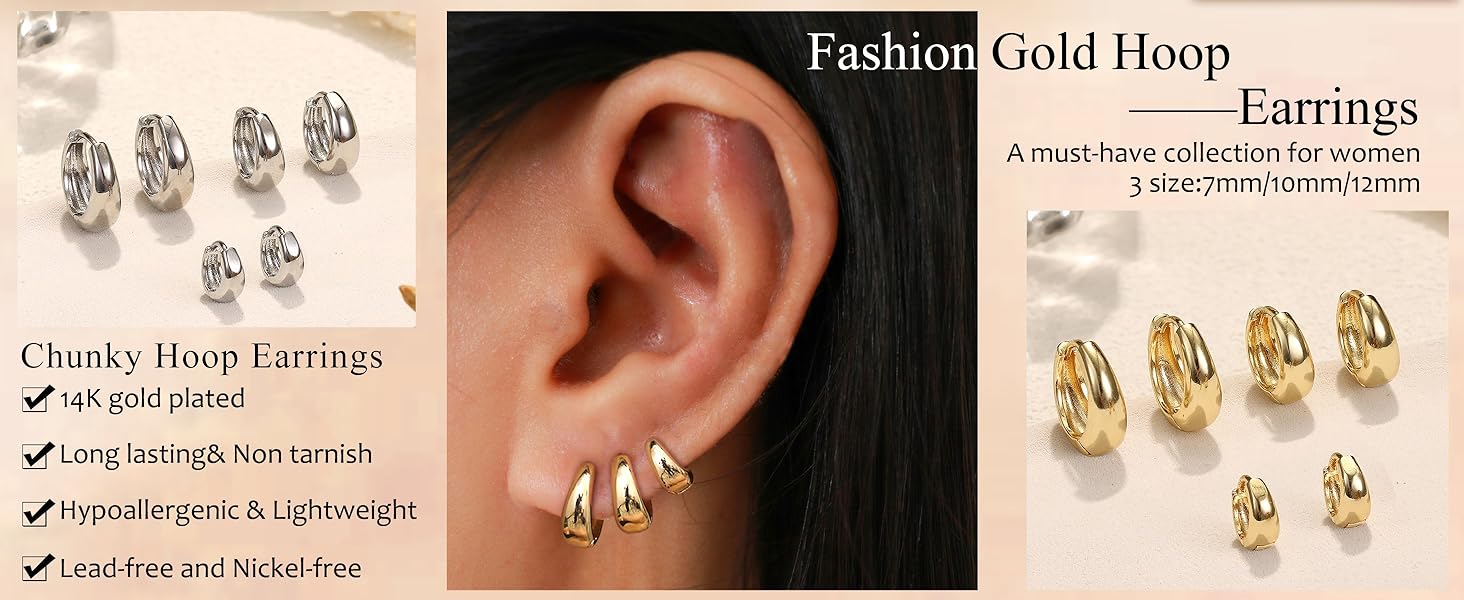small chunky gold hoop earrings