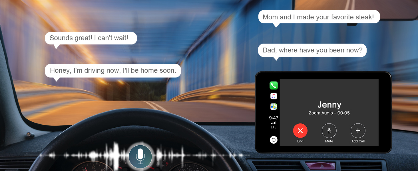 car screen with wireless carplay android auto bluetooth