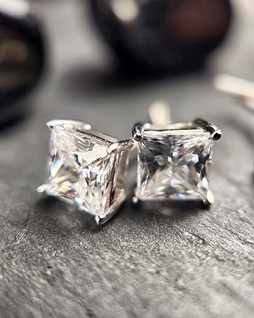 womens jewelry, moissanite earrings, cubic zirconia earrings studs, 14k gold stud earrings
