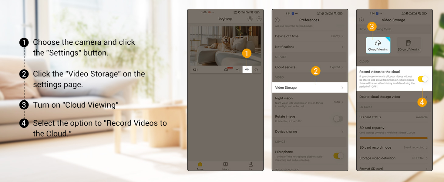 Enable cloud storage recording