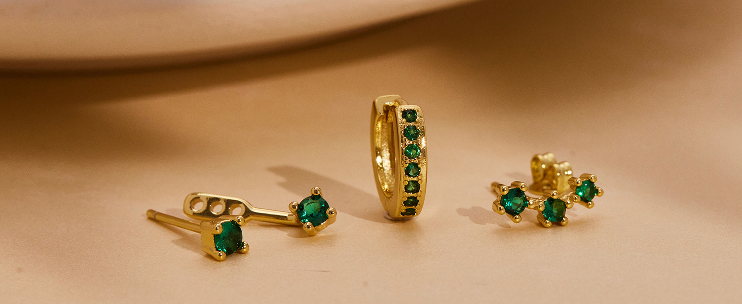 May Green Emerald-Lucky Earrings Set