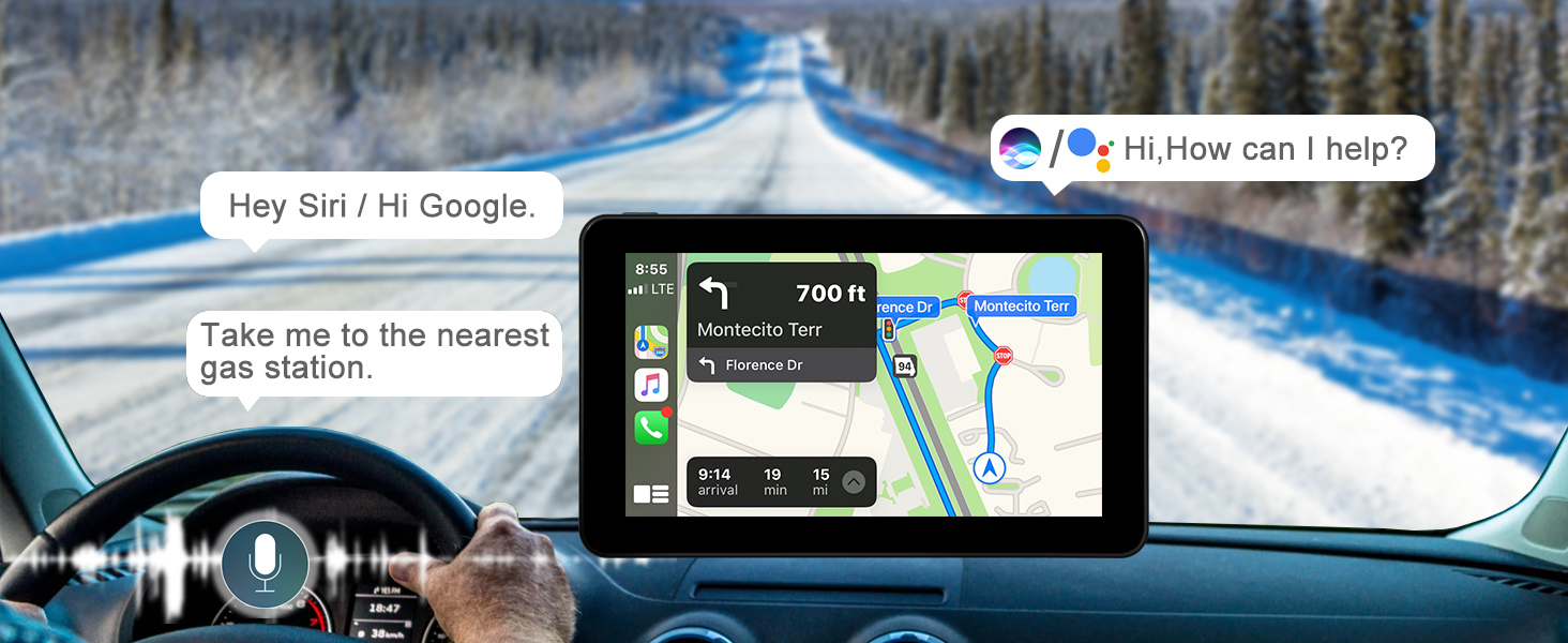 carplay screen with live maps navigation