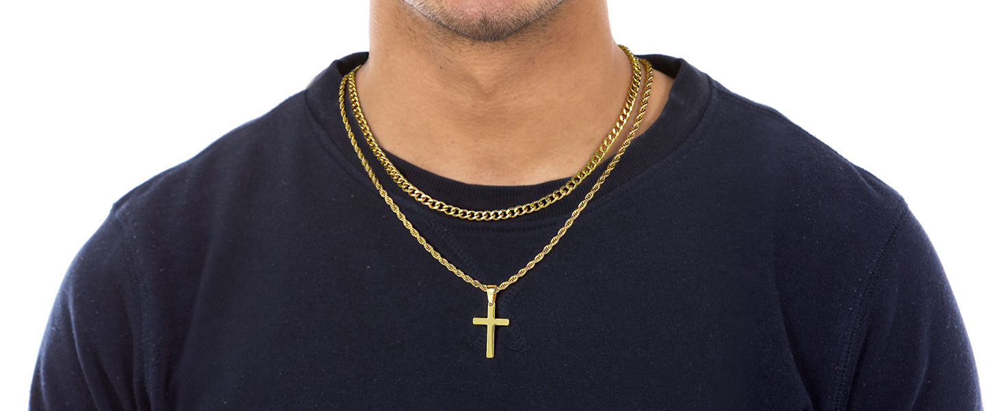Gold Cross necklace for men
