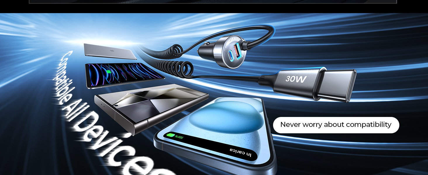 USB C car phone charger adapter cigarette lighter adapter iphone 15 car charger 12v usb outlet