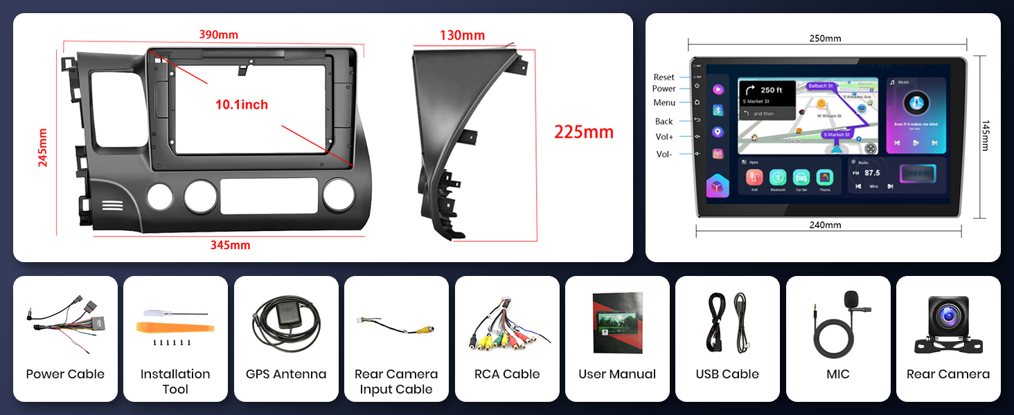 car stereo with bluetooth and backup camera