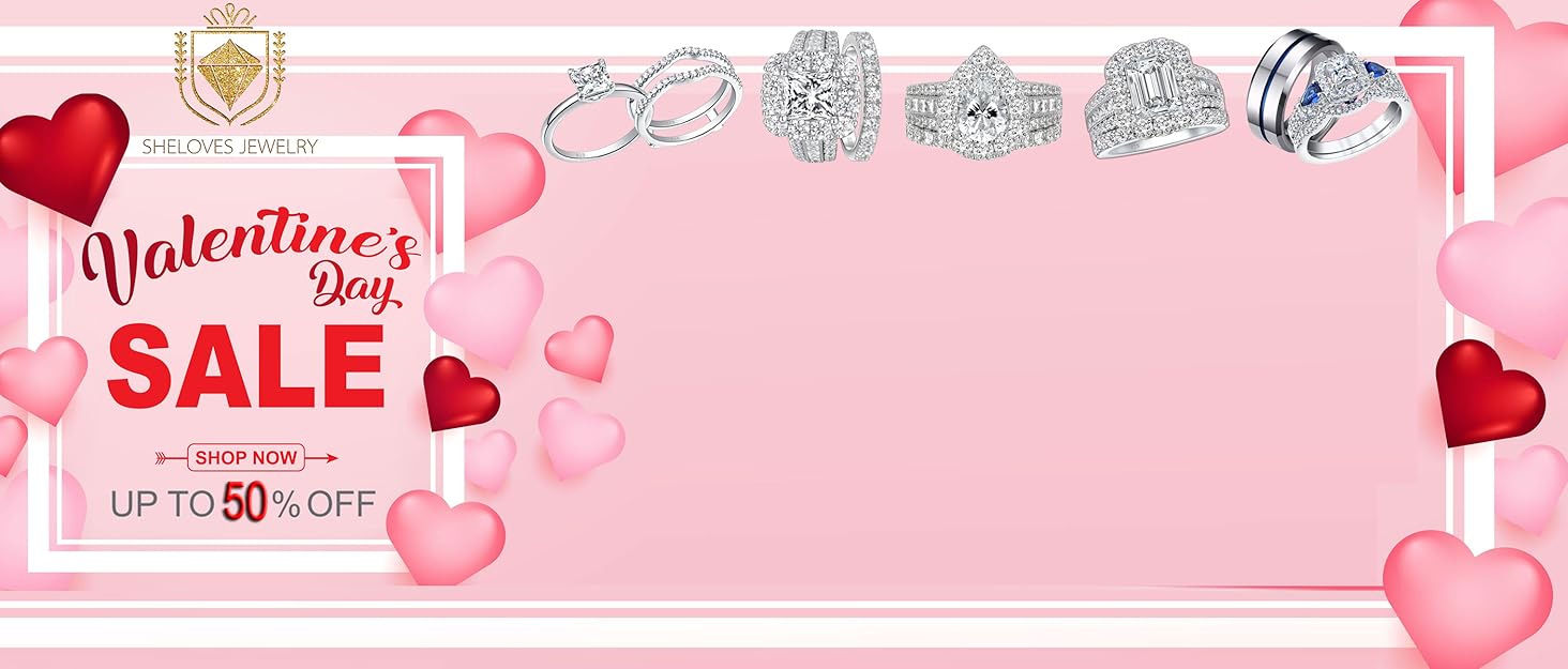 sheloves jewellery wedding engagement ring set for women 925 sterling silver cubic zirconia cz gift