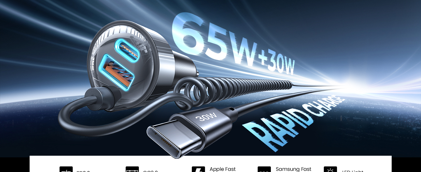 USB C car phone charger adapter cigarette lighter adapter iphone 15 car charger 12v usb outlet