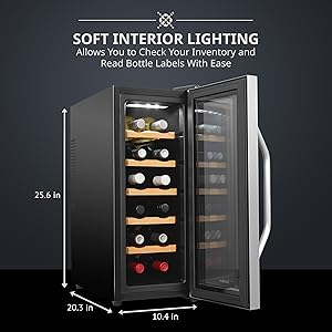 Ivation wine cooler Soft interior lighting