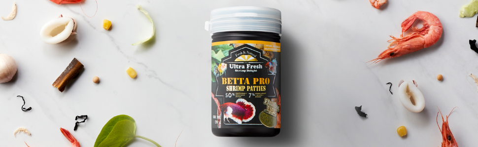 Ultra Fresh betta fish food organic shrimp pellets flakes granules beta
