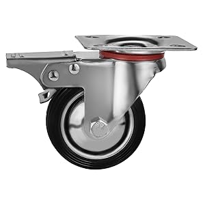 3" Swivel Caster Wheels Rubber Base with Top Plate & Bearing Heavy Duty