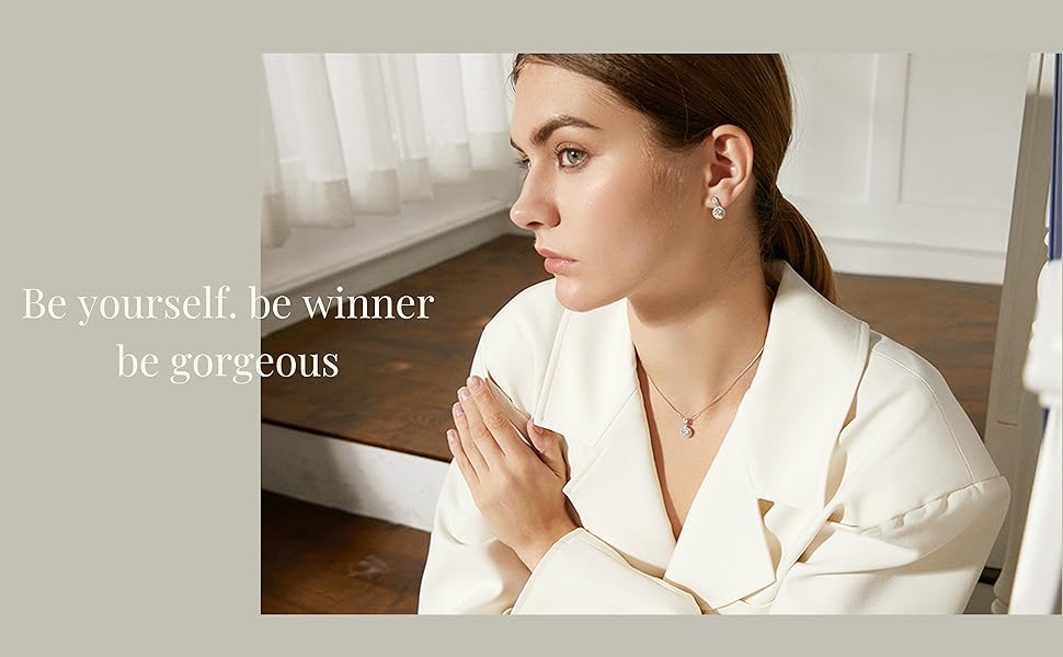 Pure Silver Pendant Necklace, 14K White Gold Plated High