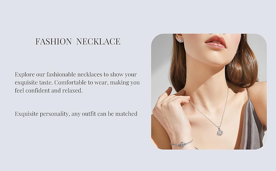 Pure Silver Pendant Necklace, 14K White Gold Plated High