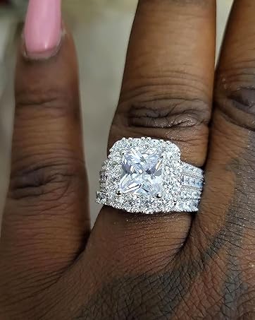 sheloves jewellery wedding engagement ring set for women 925 sterling silver cubic zirconia cz gift