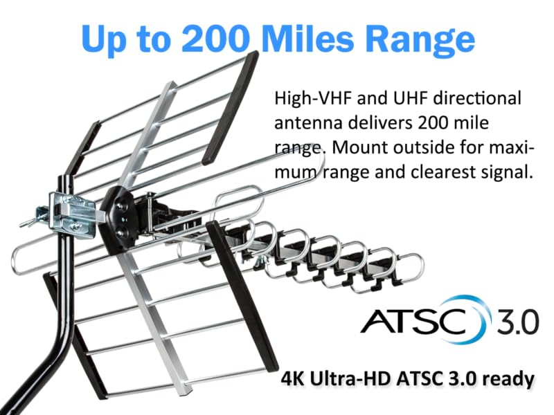 Five Star HDTV Antenna 2024 Newest Version VHF/UHF 4K 200 Miles Range