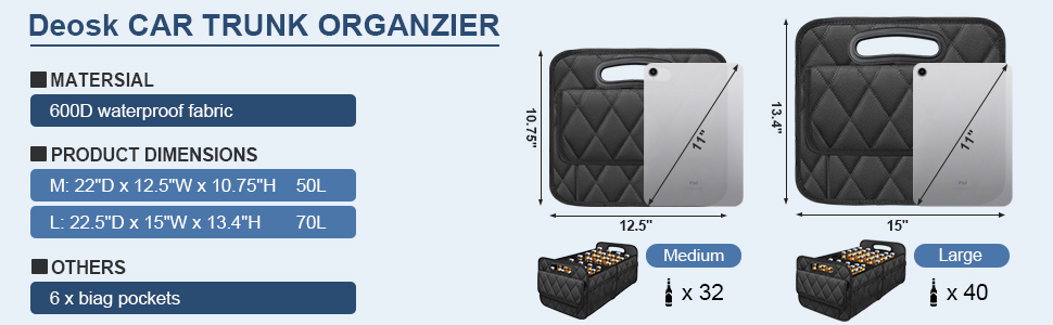 trunk organizer size