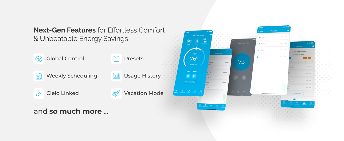 Next-gen features for Cielo smart thermostat for savings and comfort