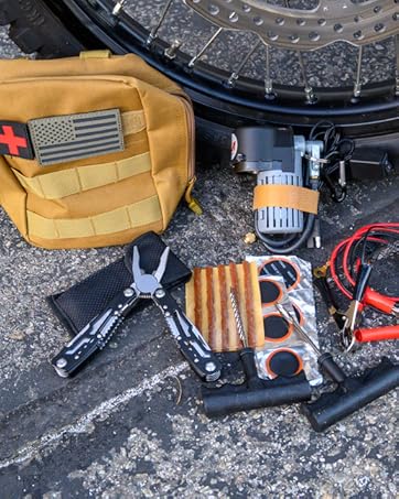 V1 Motor Mini Air Compressor with Tire Repair Tools Kit
