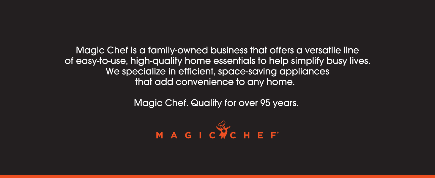 A black text box. Text reads: Magic Chef. 