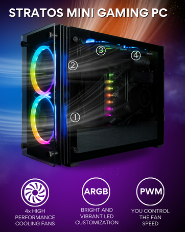 Empowered PC Stratos Mini Gaming PC with 4 PWM ARGB fan