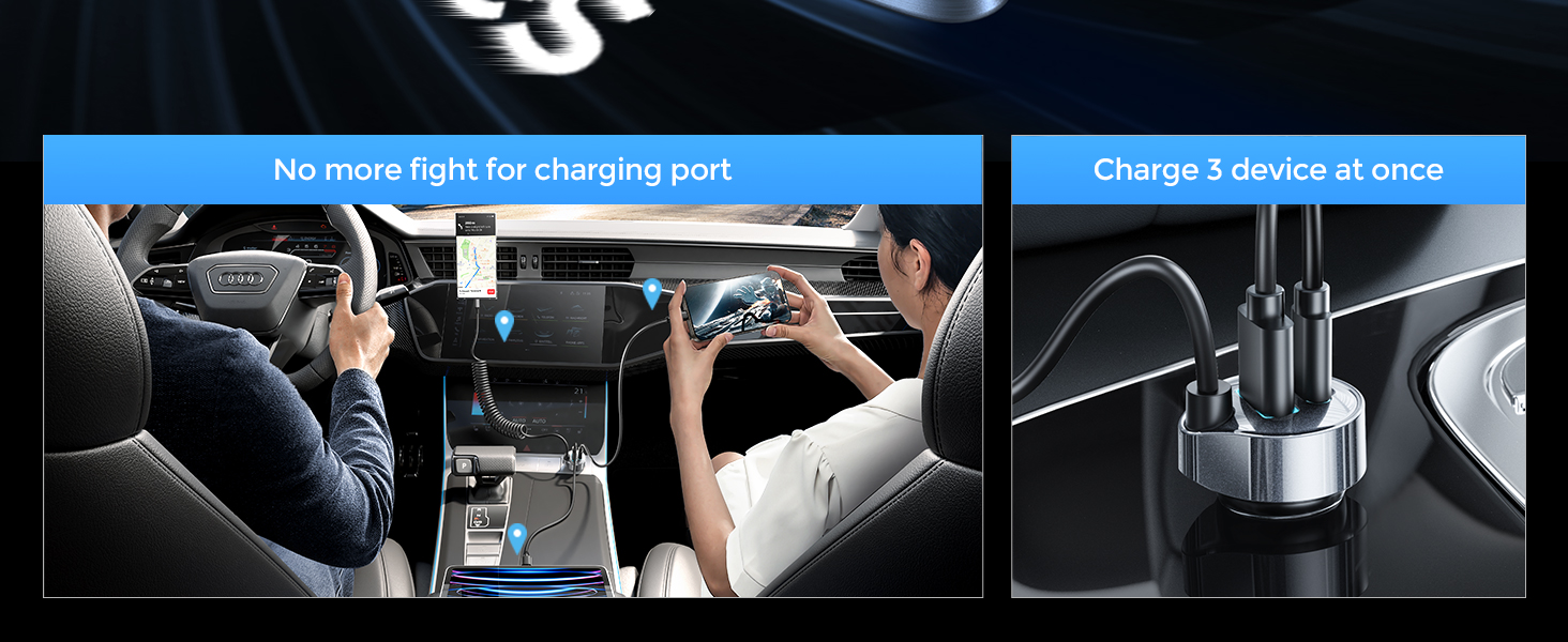 USB C car phone charger adapter cigarette lighter adapter iphone 15 car charger 12v usb outlet