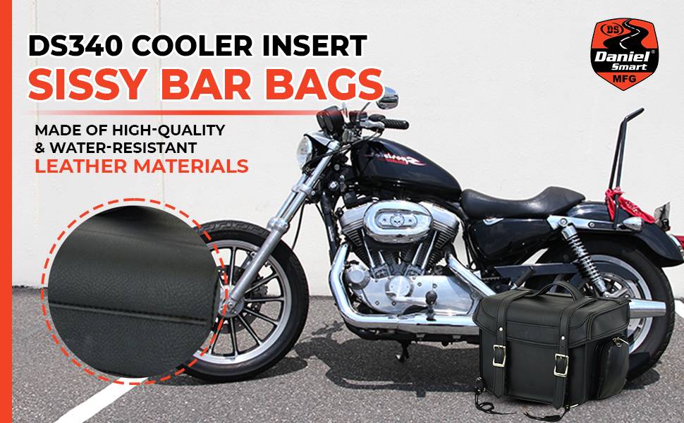 Daniel Smart cooler insert sissy bar bag is made of durable and high quality leather material
