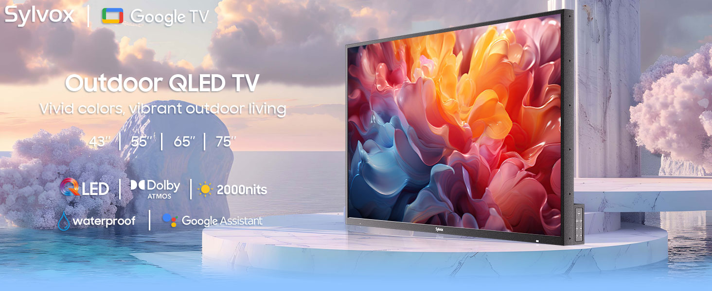 outdoor TV smart TVs QLED 4K UHD weatherproof waterproof television for outdoor entertainment
