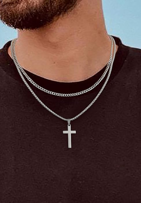 silver cross chain for men silver cross necklace for men silver chain for men cross necklace for men