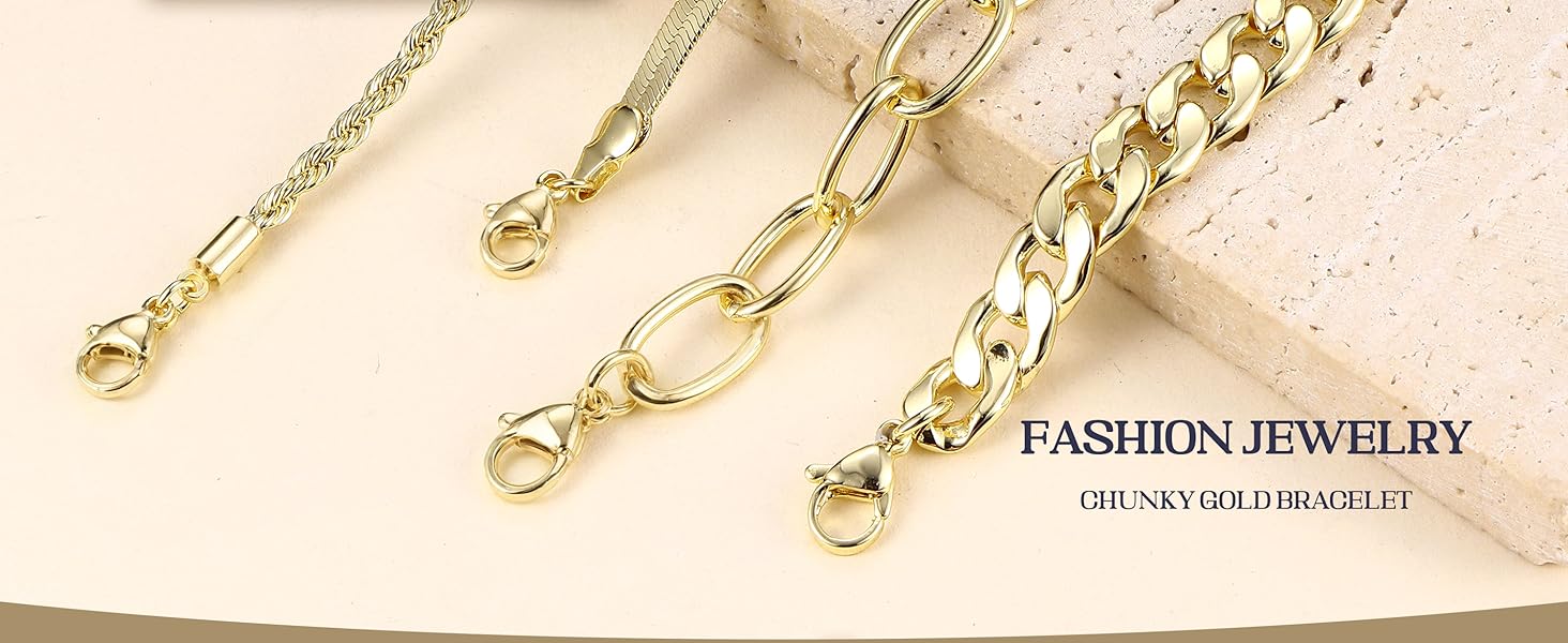 Chunky Gold Bracelet Set