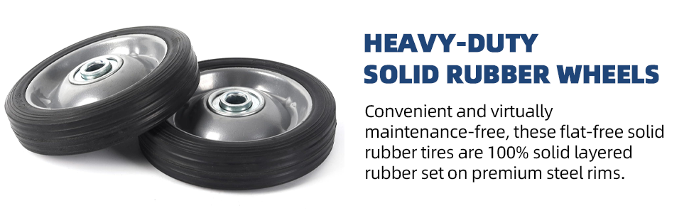 5” x 1.5” Flat Free Solid Rubber Wheel Assemblies