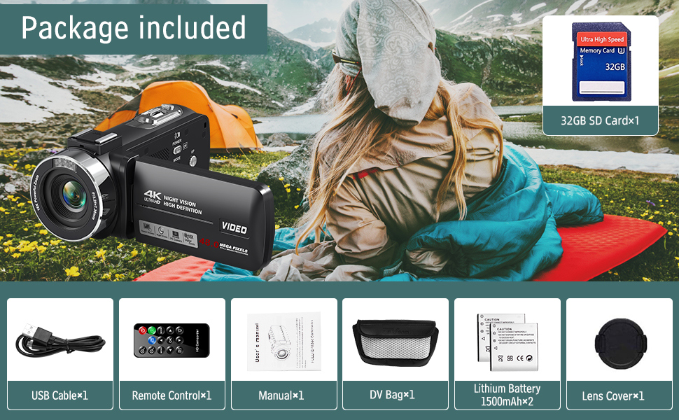 camcorder with many accessories