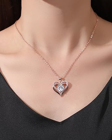 gifon double heart necklaces for women wife rose gold jewelry