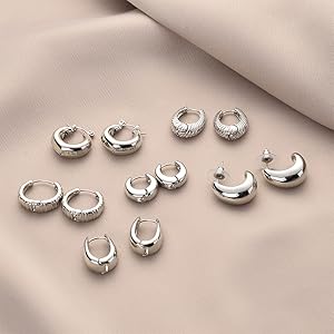 silver hoop set