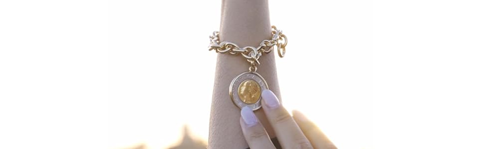 Rolo Coin Bracelet