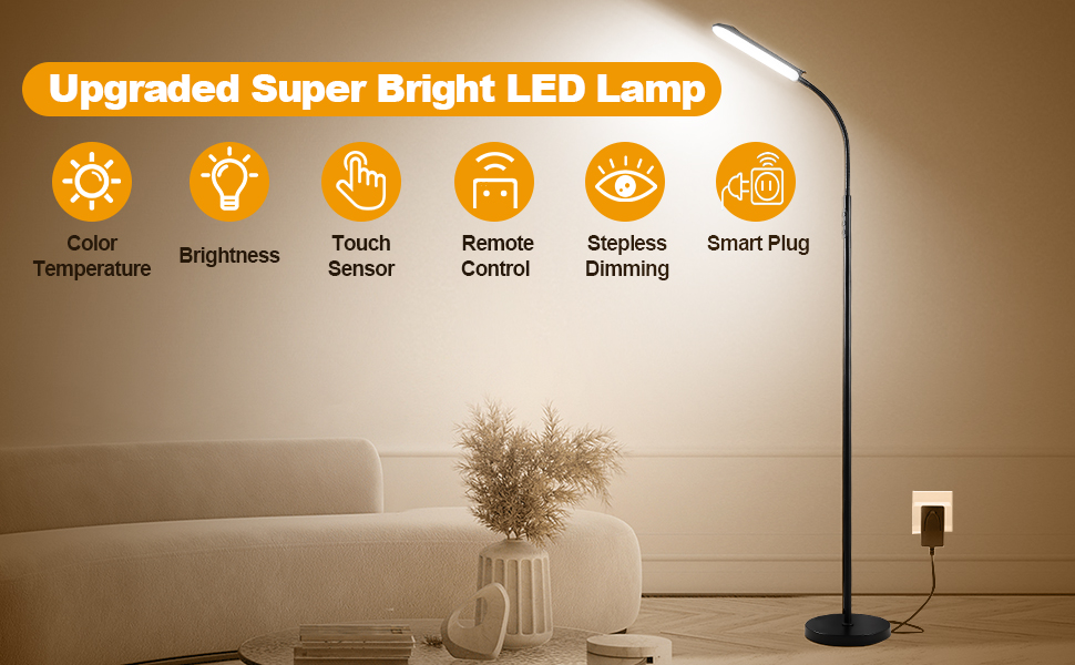 Upgraded super bright floor lamp with remote