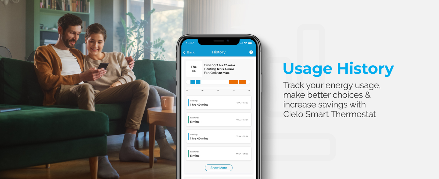 track usage with cielo smart thermostat to track energy usage and increase savings